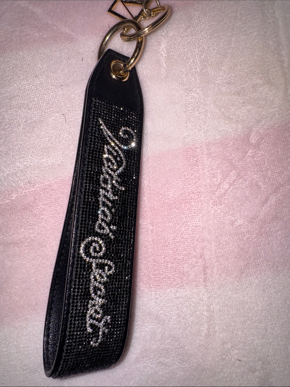 VS Black Rhinestone Keychain Wristlet - Picture 2 of 3